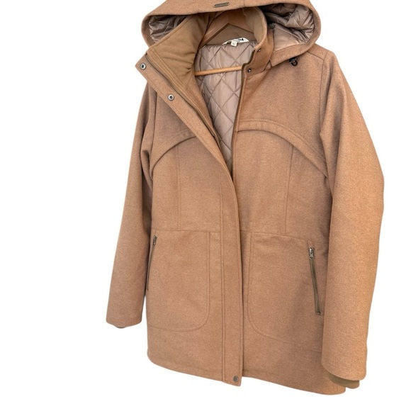 Mia Melon NWOT wool blend classic hooded Tan Utility Jacket / winter jacket - Picture 3 of 15